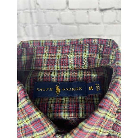Ralph Lauren Men M Long Sleeve Button Down Oxford Light Flannel Tartan Plaid - Picture 7 of 7